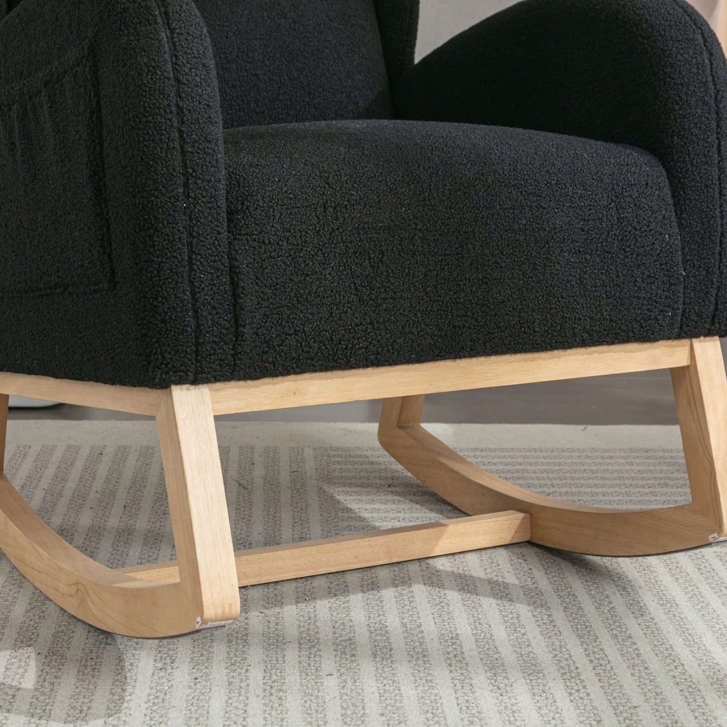 Teddy Fabric Rocking Chair With Packet Wood Legs