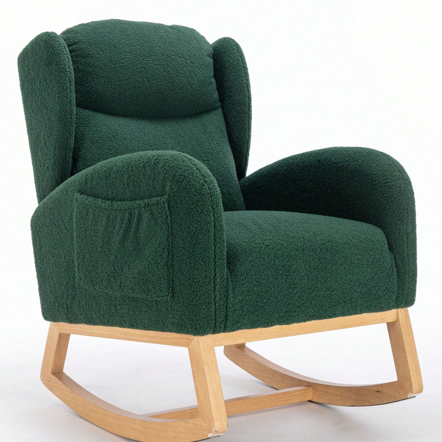 Teddy Fabric Rocking Chair With Packet Wood Legs