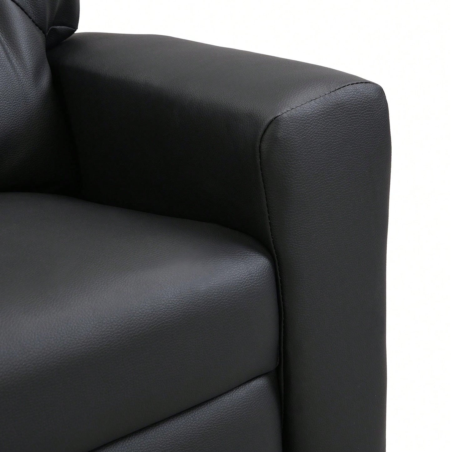 Kids Recliner Chair, Black PVC, Suitable For Any Scene, Sturdy, DURABLE CONSTRUCTION, Easy Assembly, ERGONOMIC DESIGN