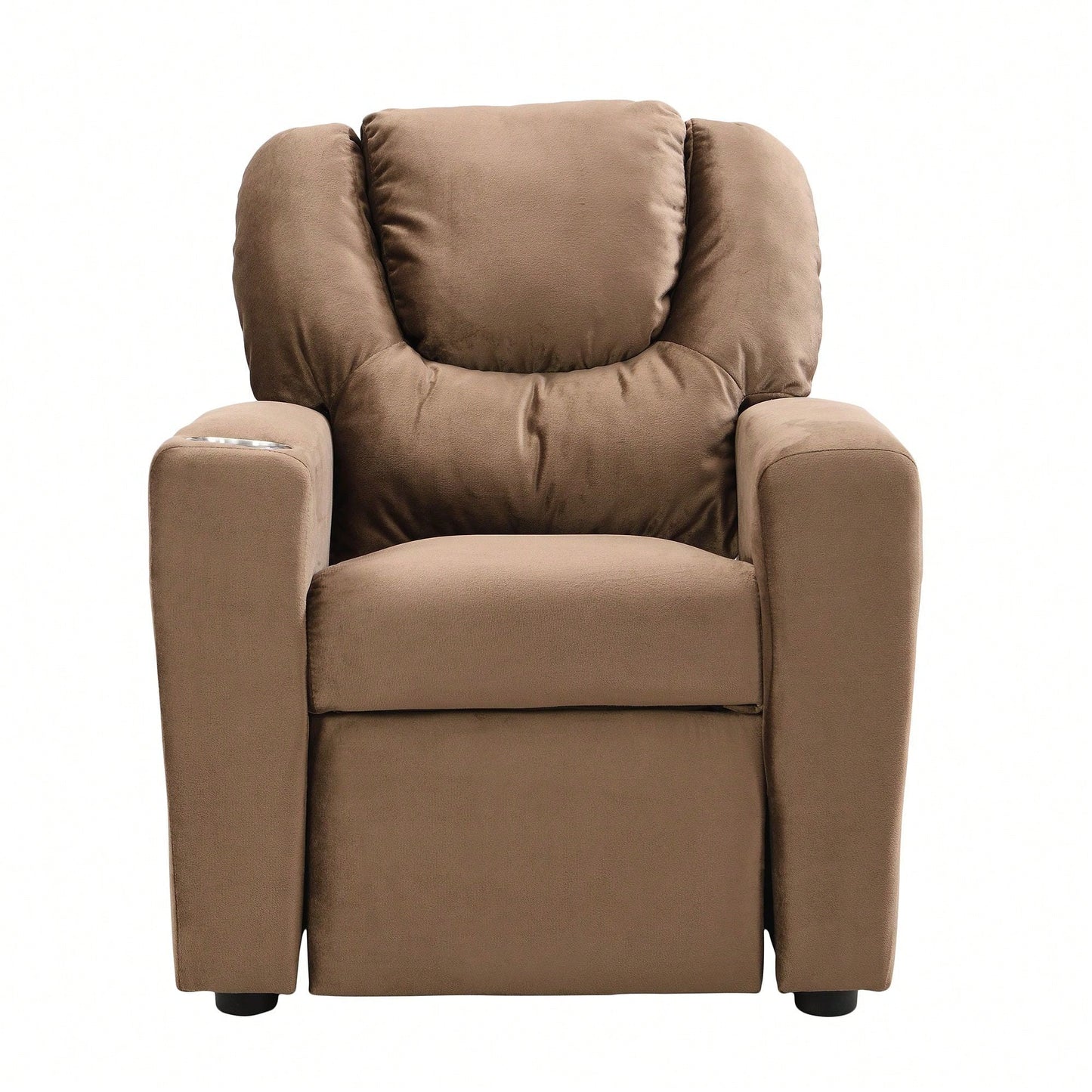 Kids Recliner Chair, Kids Upholstered Couch With One Cup Holder, Footrest, Backrest, Toddlers Velvet Recliner With Headrest And Footrest