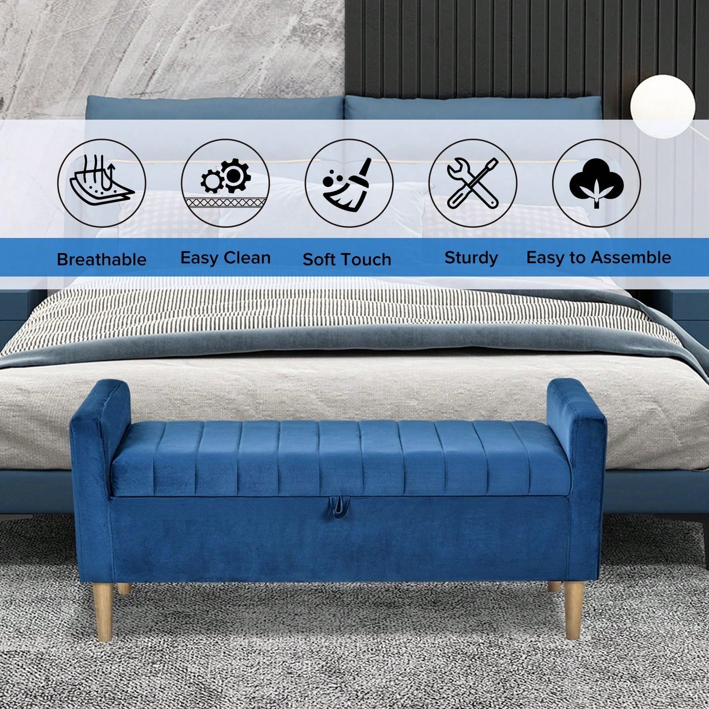 Versatile Storage Ottoman Hidden Storage, Comfortable Seating, And Easy Assembly