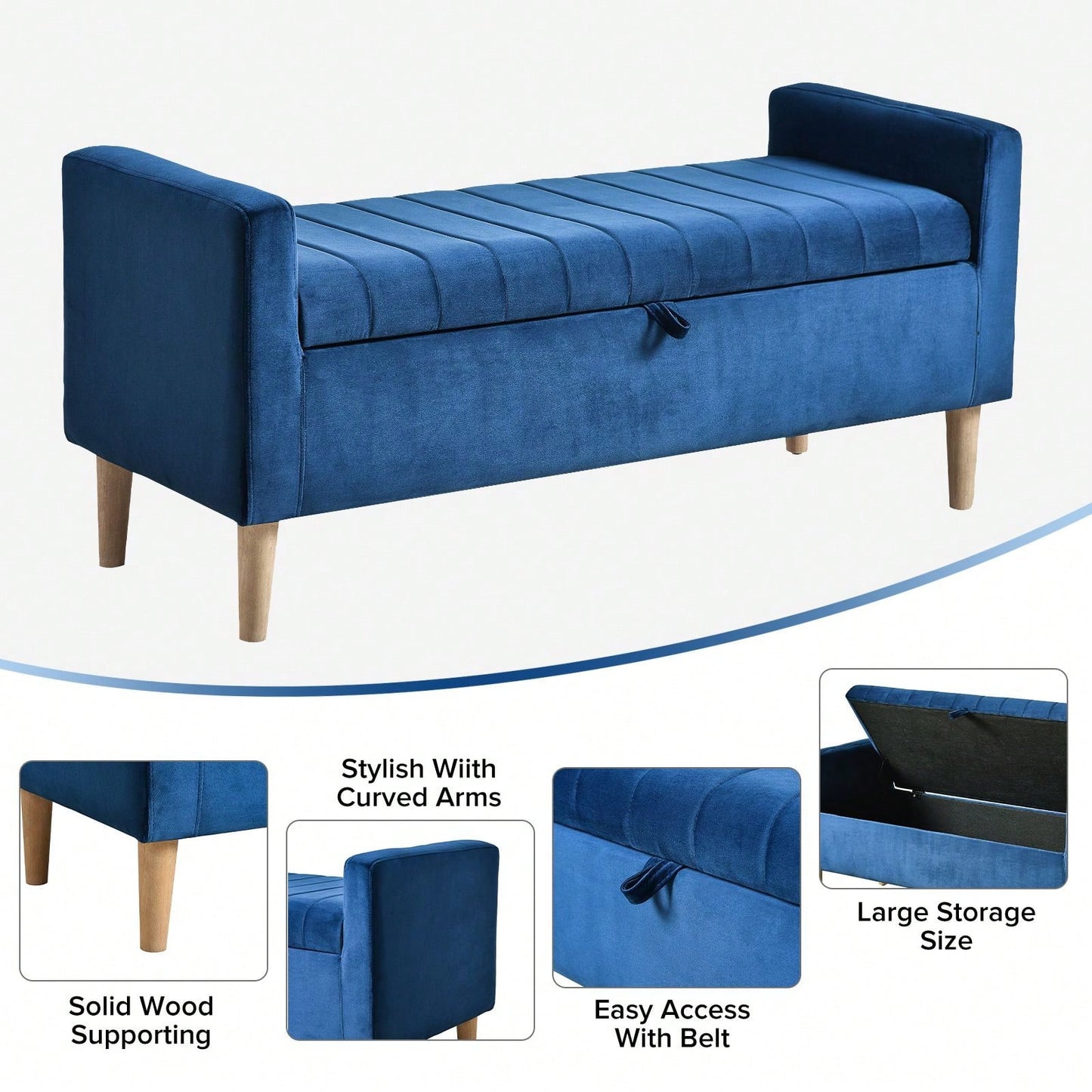 Versatile Storage Ottoman Hidden Storage, Comfortable Seating, And Easy Assembly