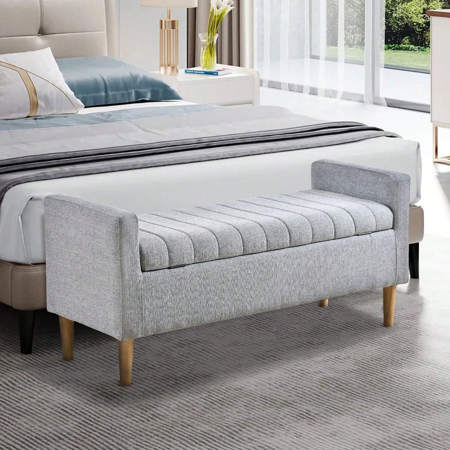 Versatile Storage Ottoman Hidden Storage, Comfortable Seating, And Easy Assembly