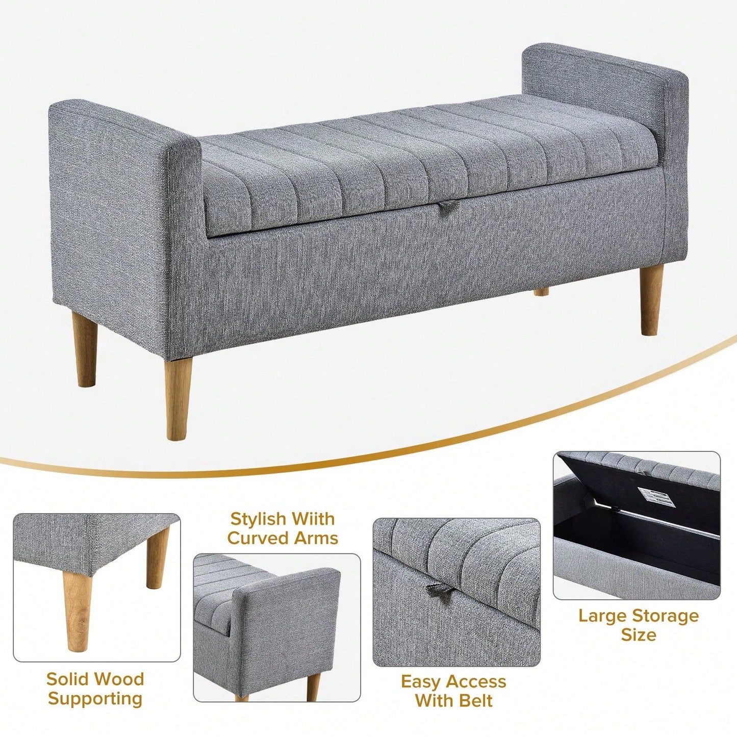 Versatile Storage Ottoman Hidden Storage, Comfortable Seating, And Easy Assembly