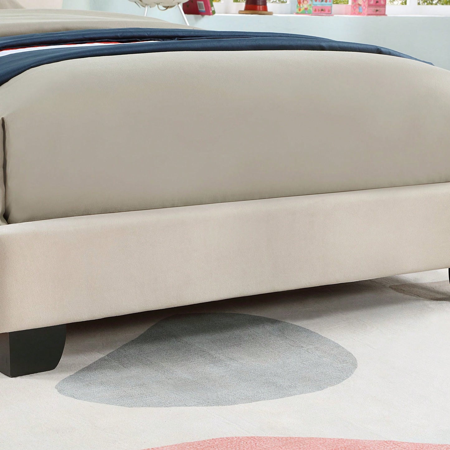 Twin Size Platform Bed For Kids, With Slatted Bed Base, No Box Spring Needed, Shell Design