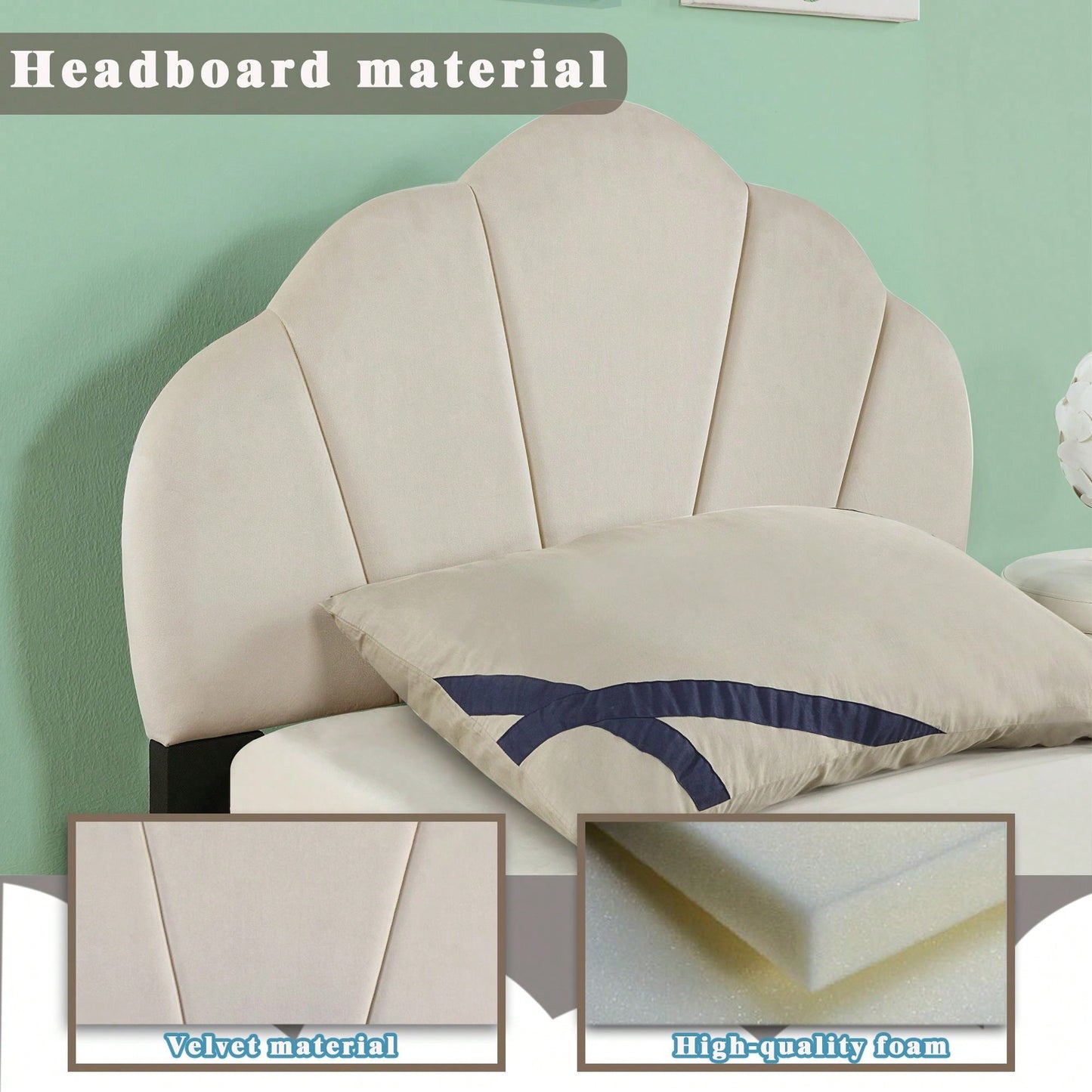 Twin Size Platform Bed For Kids, With Slatted Bed Base, No Box Spring Needed, Shell Design