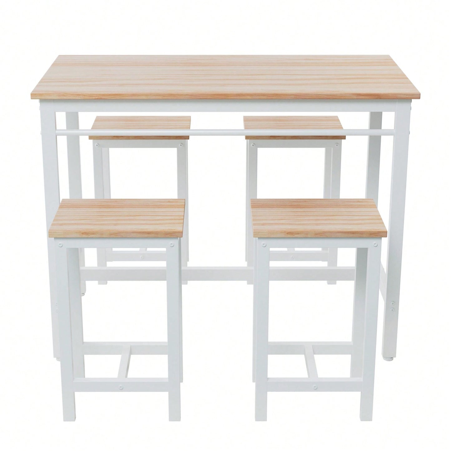 5 Pieces Compact And Durable Table Set With Four Bar Chairs Ideal For Dining, Study, And Small Gatherings