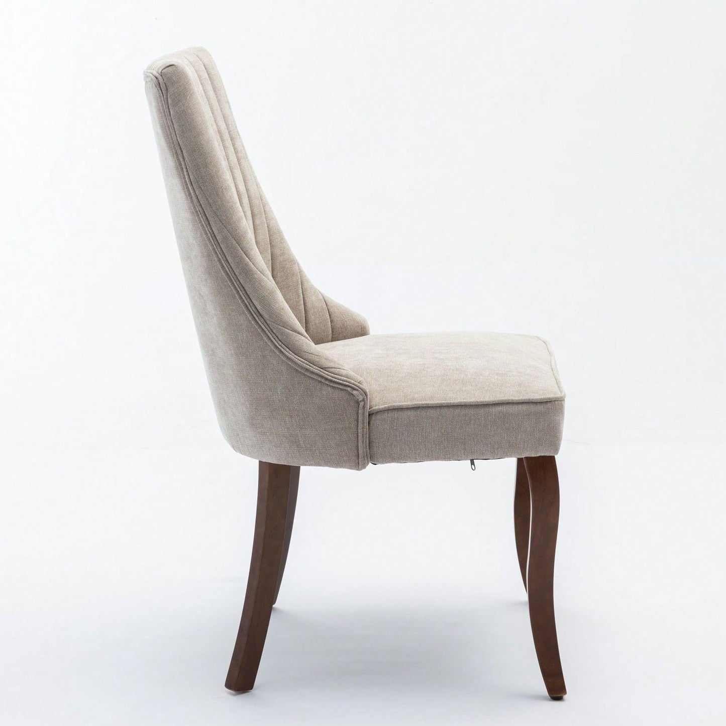 Set of 2 Upholstered Rayon Flocking Linen Dining Chairs with Curved Solid Wood Legs for Kitchen and Dining Room
