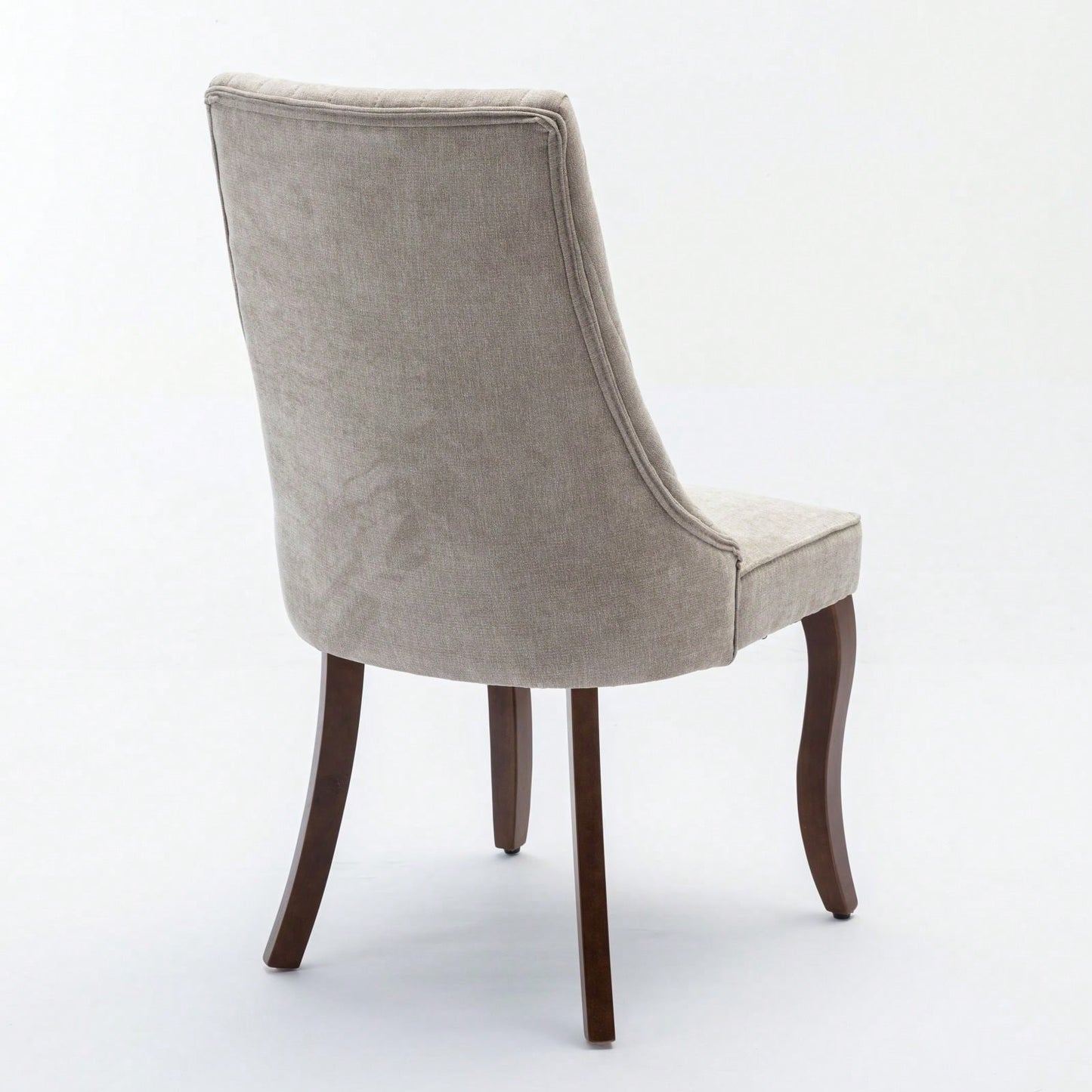 Set of 2 Upholstered Rayon Flocking Linen Dining Chairs with Curved Solid Wood Legs for Kitchen and Dining Room