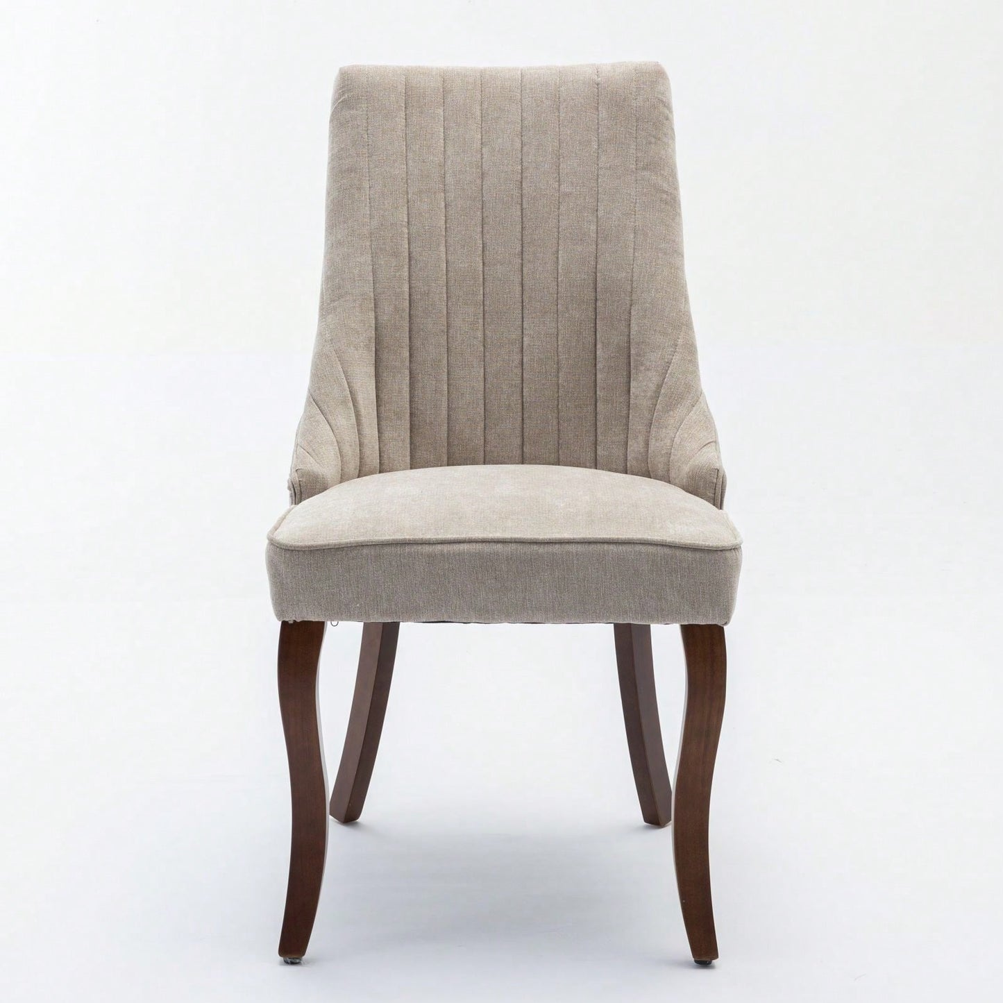 Set of 2 Upholstered Rayon Flocking Linen Dining Chairs with Curved Solid Wood Legs for Kitchen and Dining Room