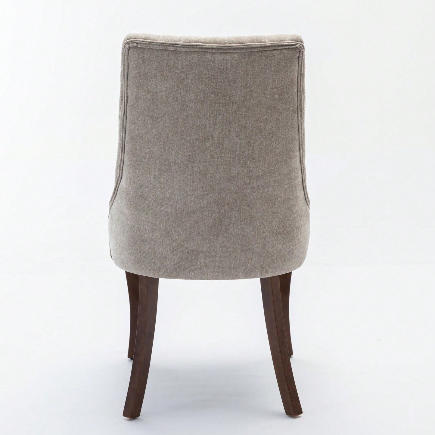 Set of 2 Upholstered Rayon Flocking Linen Dining Chairs with Curved Solid Wood Legs for Kitchen and Dining Room