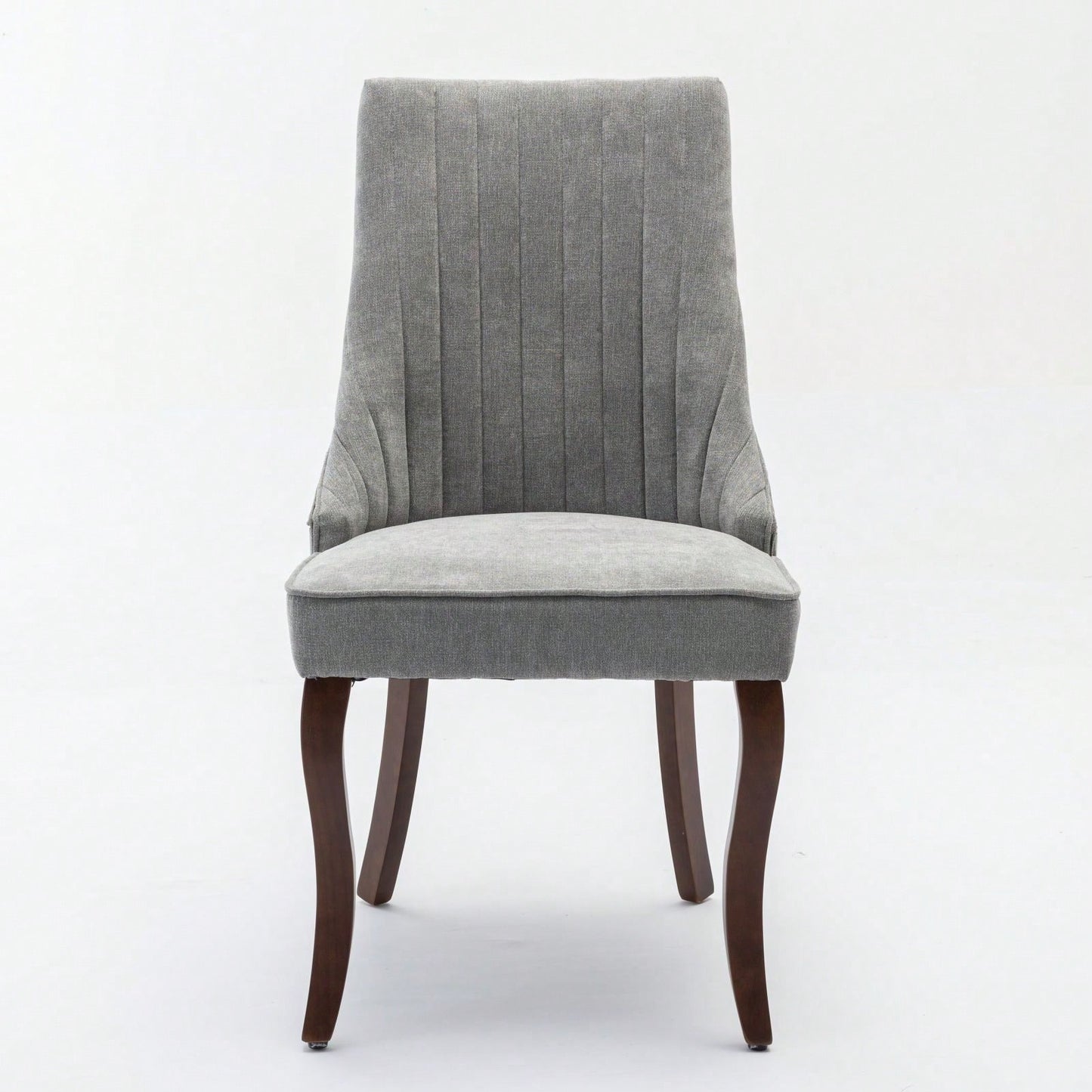 Set of 2 Upholstered Rayon Flocking Linen Dining Chairs with Curved Solid Wood Legs for Kitchen and Dining Room