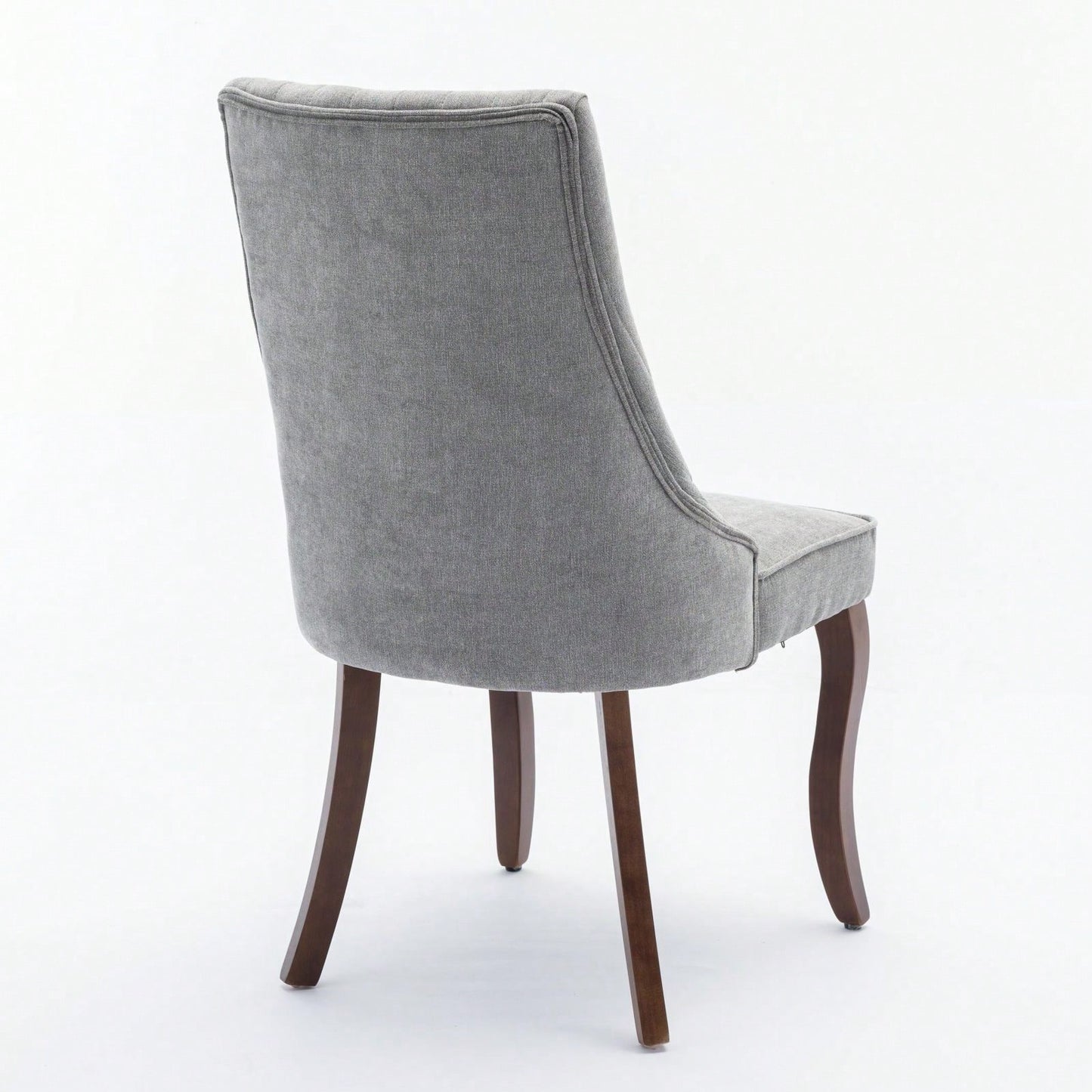 Set of 2 Upholstered Rayon Flocking Linen Dining Chairs with Curved Solid Wood Legs for Kitchen and Dining Room