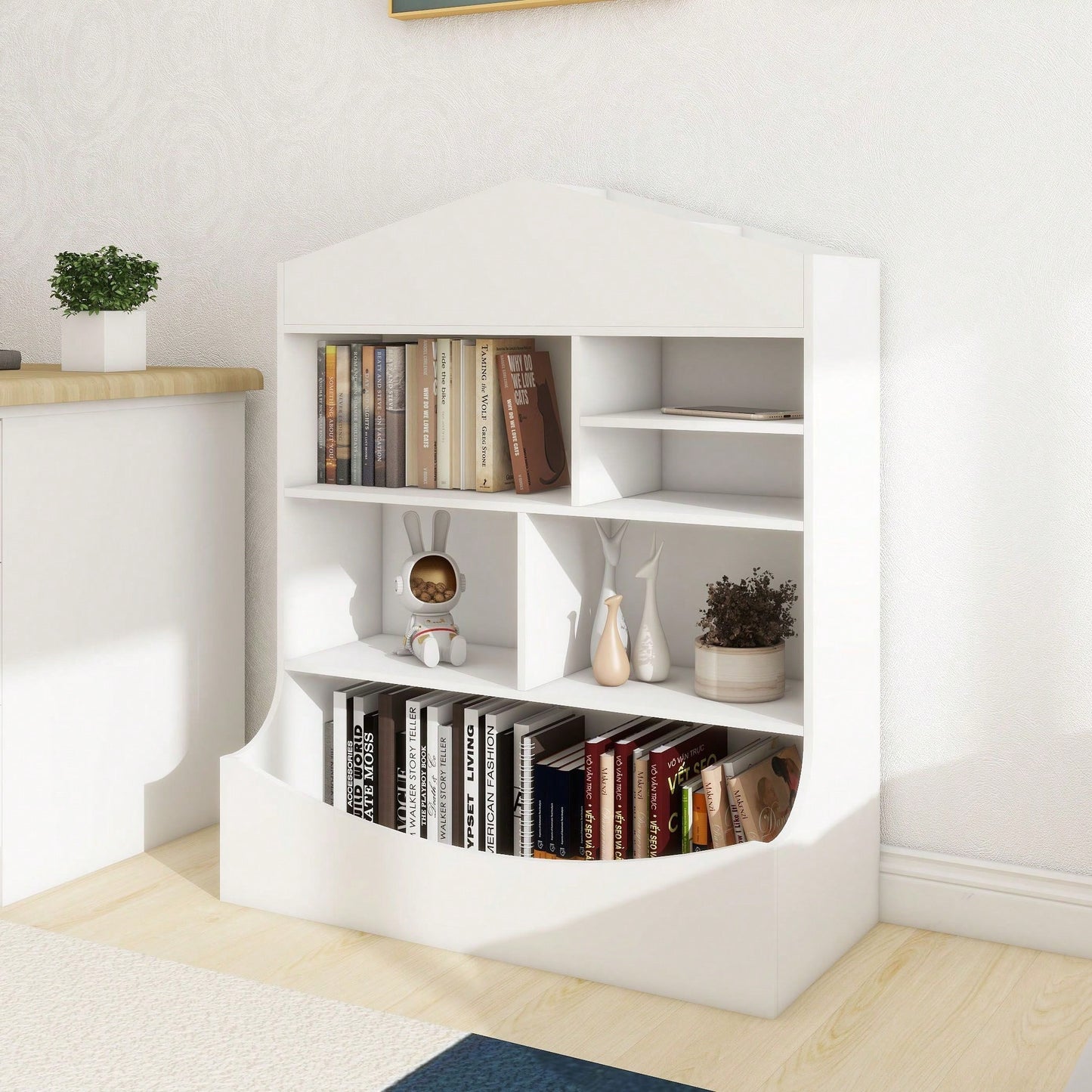 7 Shelf Bookcase, Storage Display, Rack, Organizer, White
