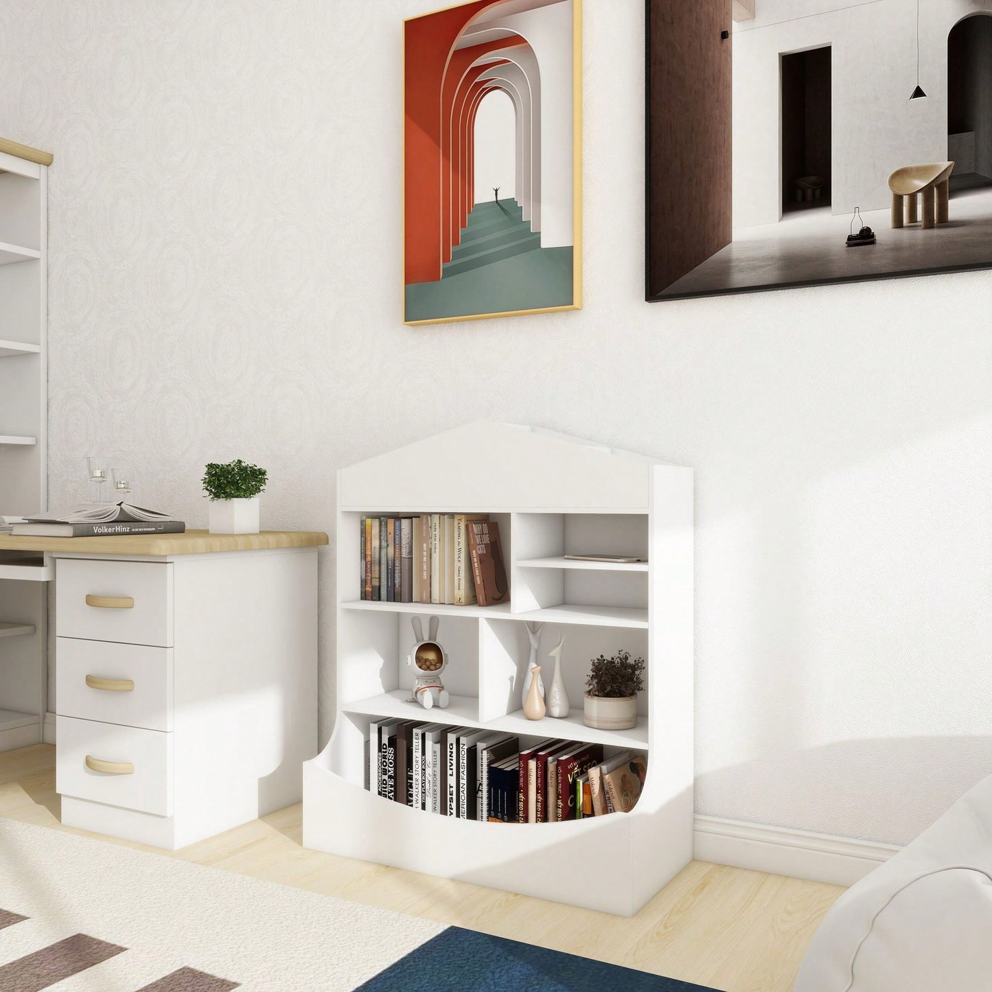 7 Shelf Bookcase, Storage Display, Rack, Organizer, White