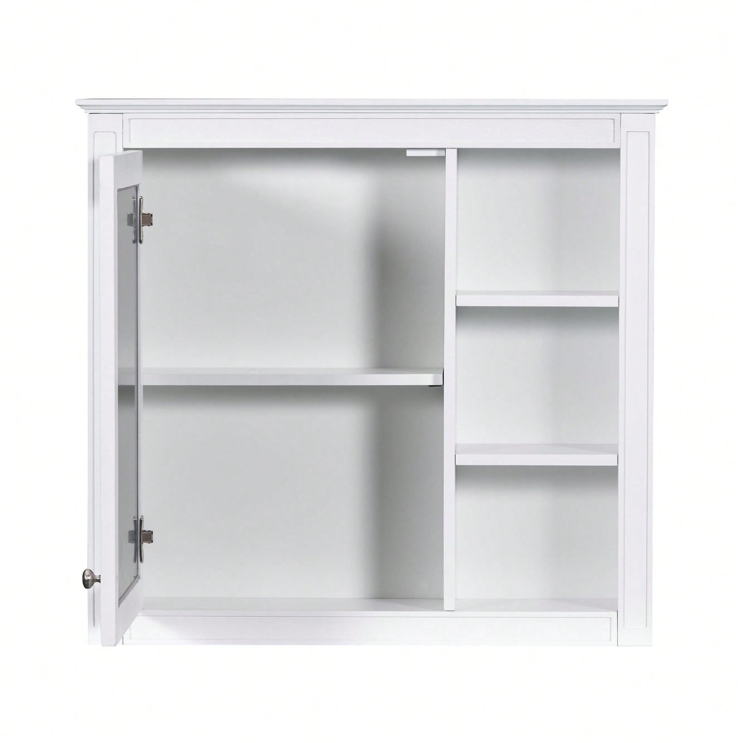 30 Inch Modern Wall Mounted Bathroom Storage Cabinet with Mirror and 3 Open Shelves