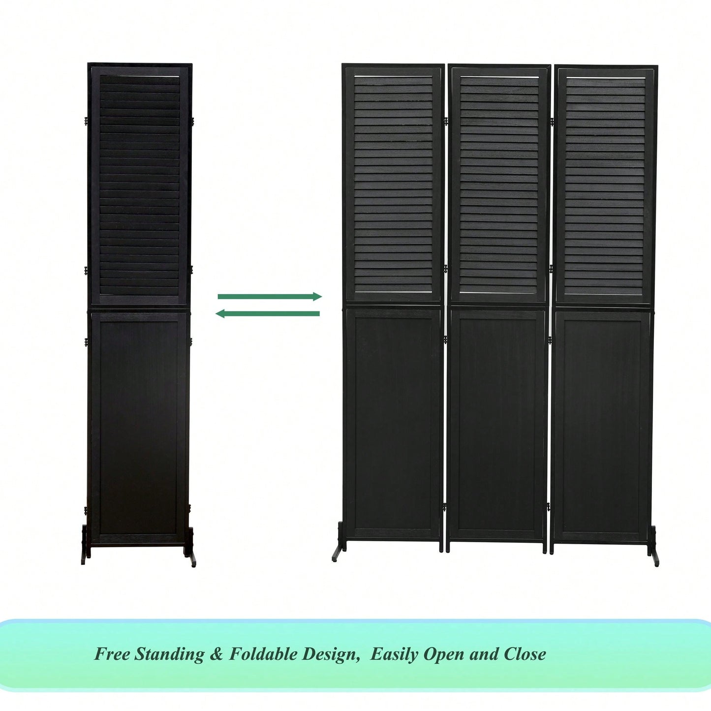 6 Ft Wood Folding Privacy Screen, Free Standing Wall Dividers, Room Separator For Living Room, Bedroom, Dining Room
