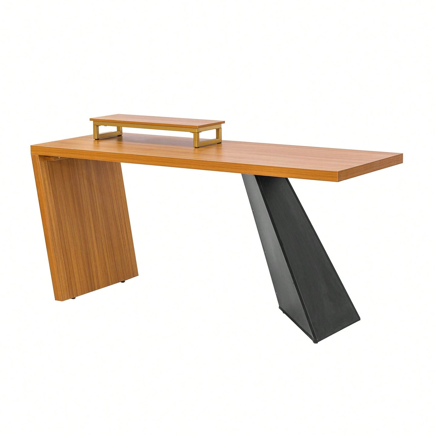 Rustic Industrial Executive Desk with Monitor Stand for Home Office and Living Room