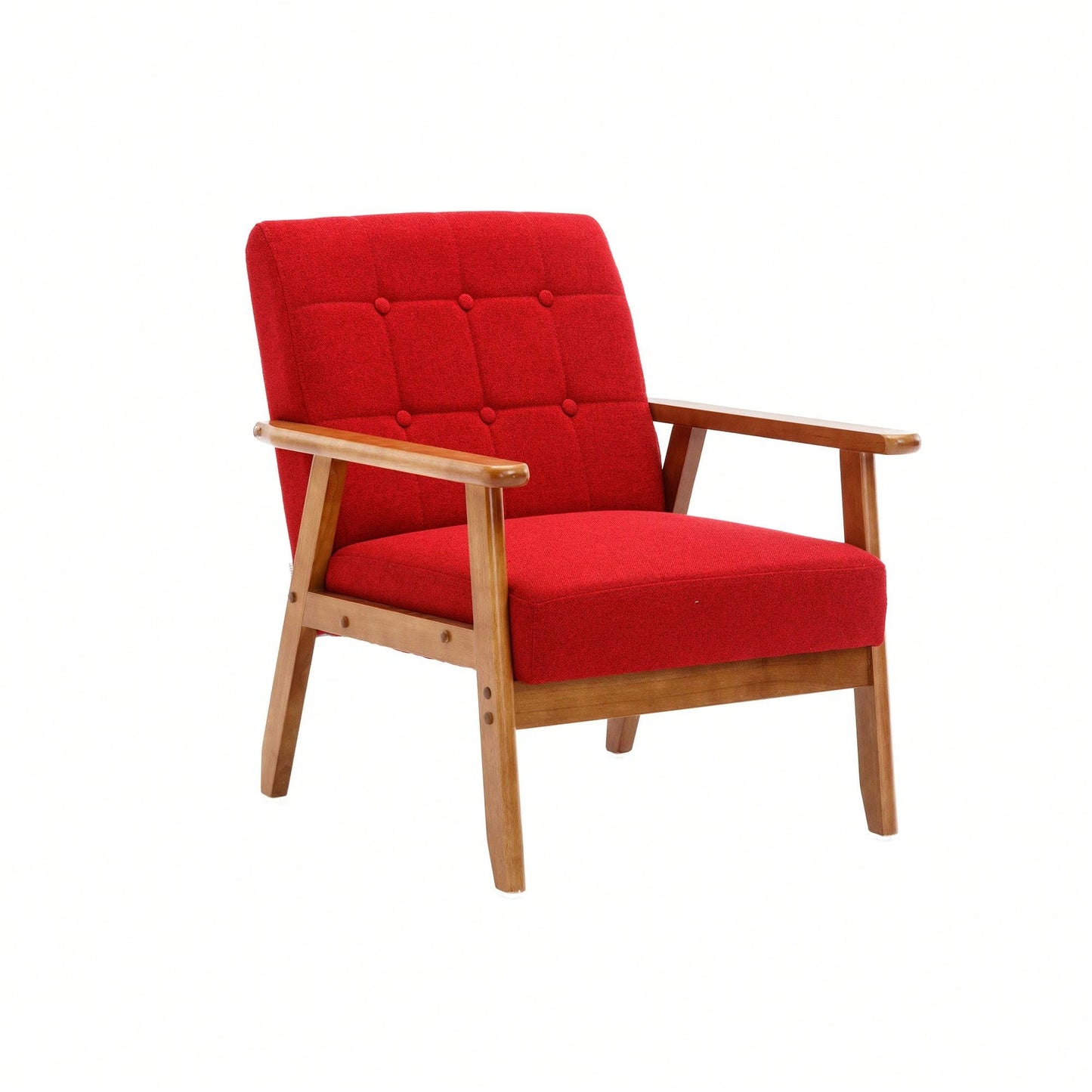 Leisure Chair With Solid Wood Armrest And Feet, Mid-Century Modern Accent Chair, For Living Room Bedroom Studio Chair