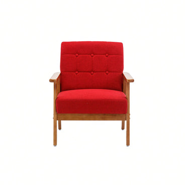 Leisure Chair With Solid Wood Armrest And Feet, Mid-Century Modern Accent Chair, For Living Room Bedroom Studio Chair