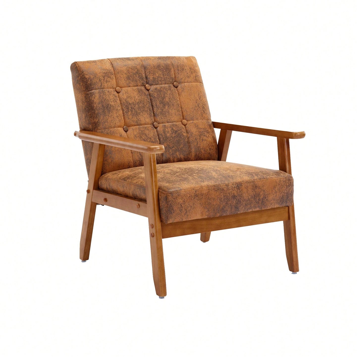 Leisure Chair With Solid Wood Armrest And Feet, Mid-Century Modern Accent Chair, For Living Room Bedroom Studio Chair