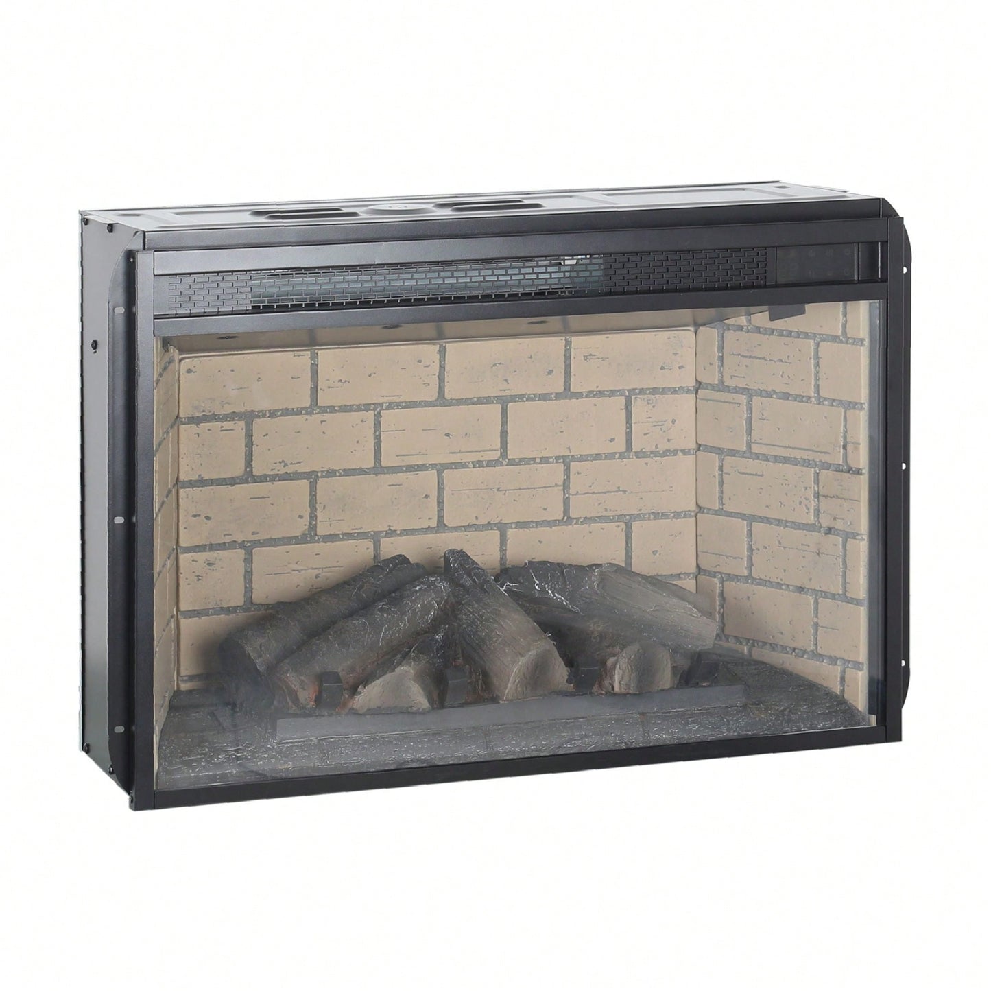 26" Infrared Quartz Heater Fireplace Insert -Woodlog Version With Brick