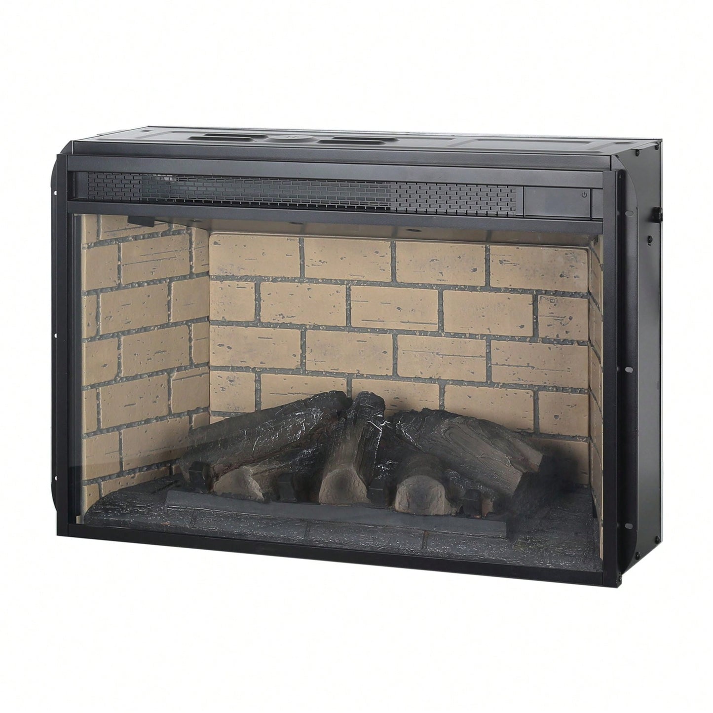 26" Infrared Quartz Heater Fireplace Insert -Woodlog Version With Brick