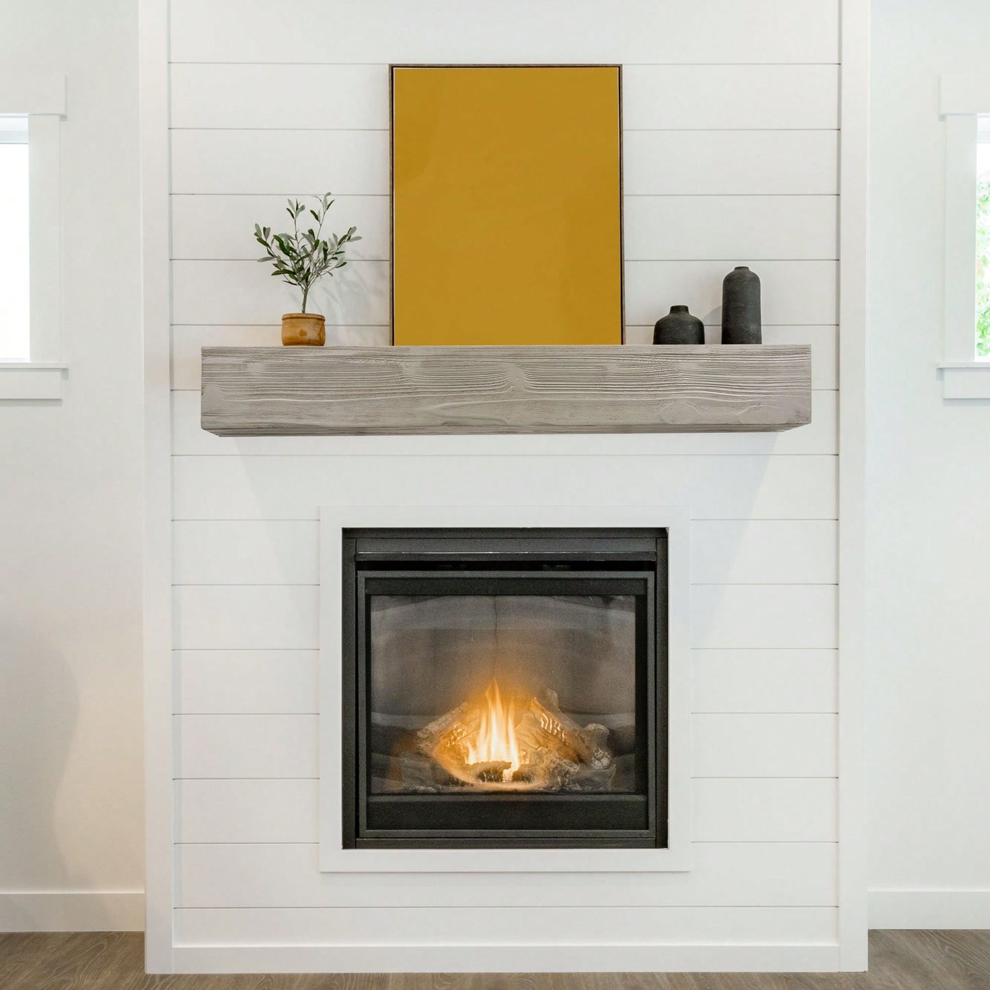 60" Rustic Wood Fireplace Mantel, Wall-Mounted & Floating Shelf For Home Decor