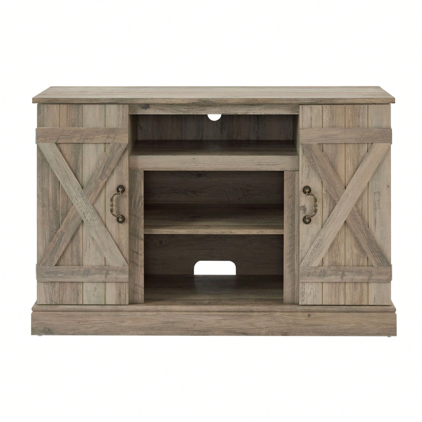 Media TV Stand Antique Entertainment Console For TV Up To 50" With Open And Closed Storage Space, Gray Wash