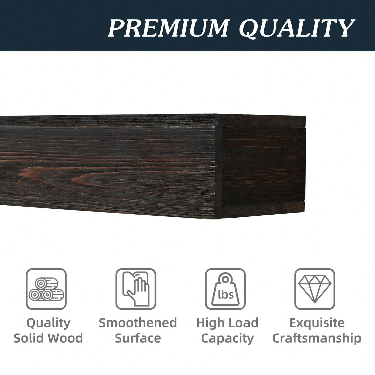 48" Rustic Wood Fireplace Mantel , Wall-Mounted & Floating Shelf For Home Decor