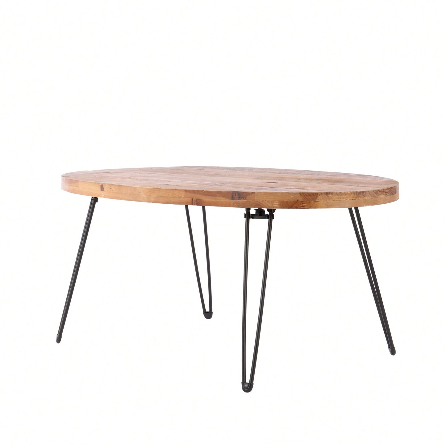 Oval Natural Reclaimed Wood Foldable Cocktail Table For Your Living Room