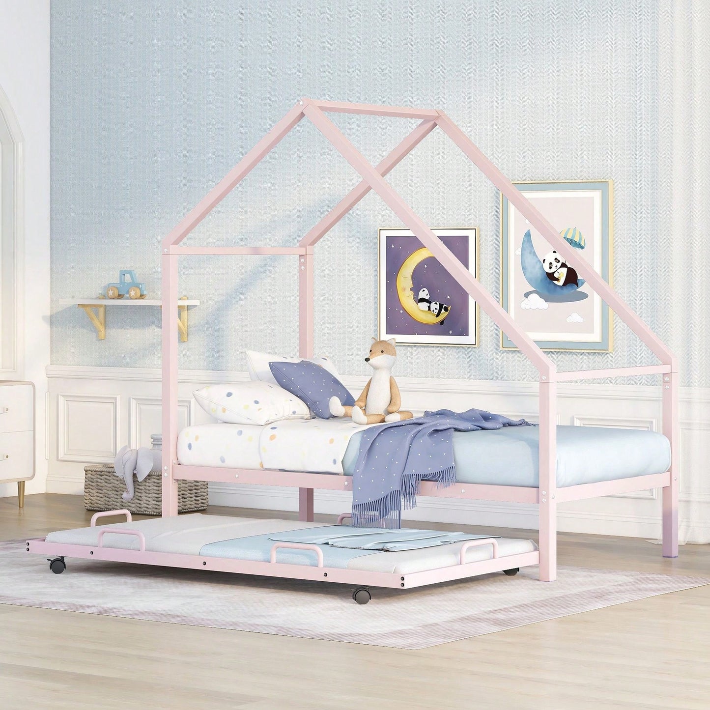 Twin Size Metal House Bed Kids Bed