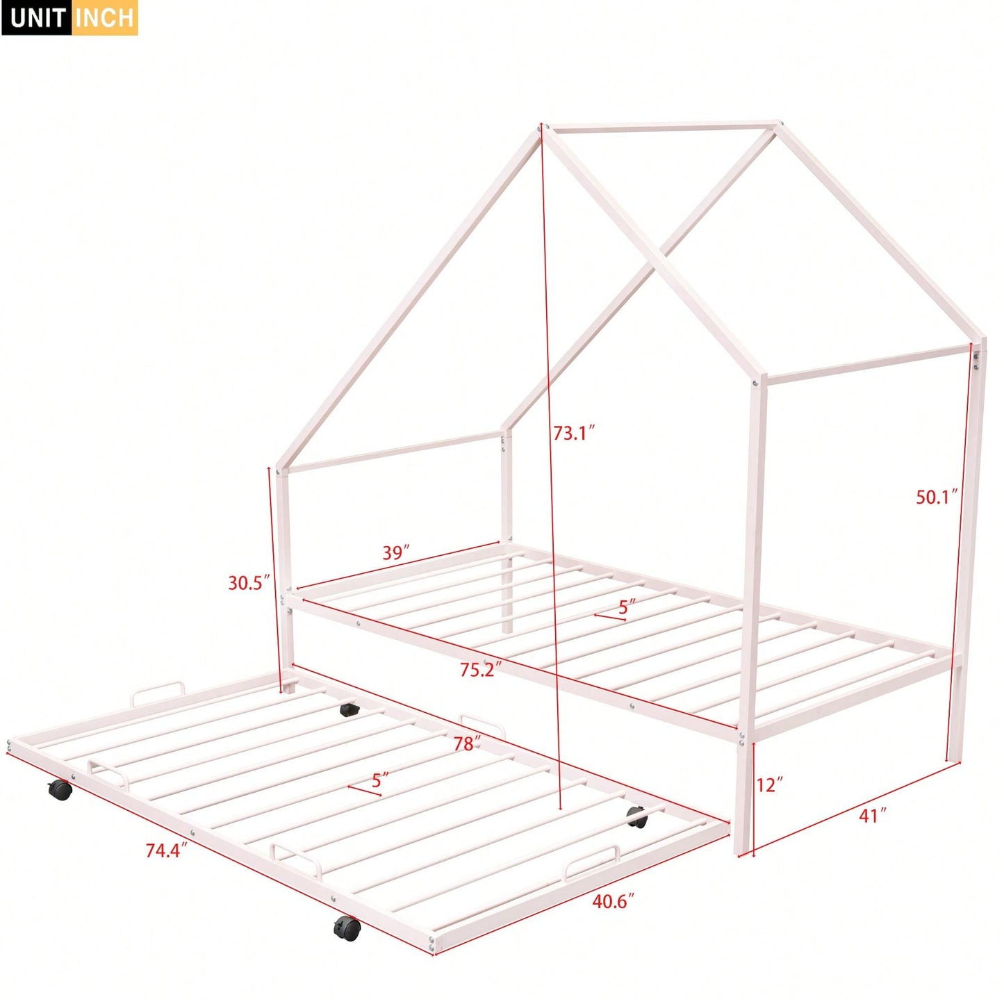 Twin Size Metal House Bed Kids Bed