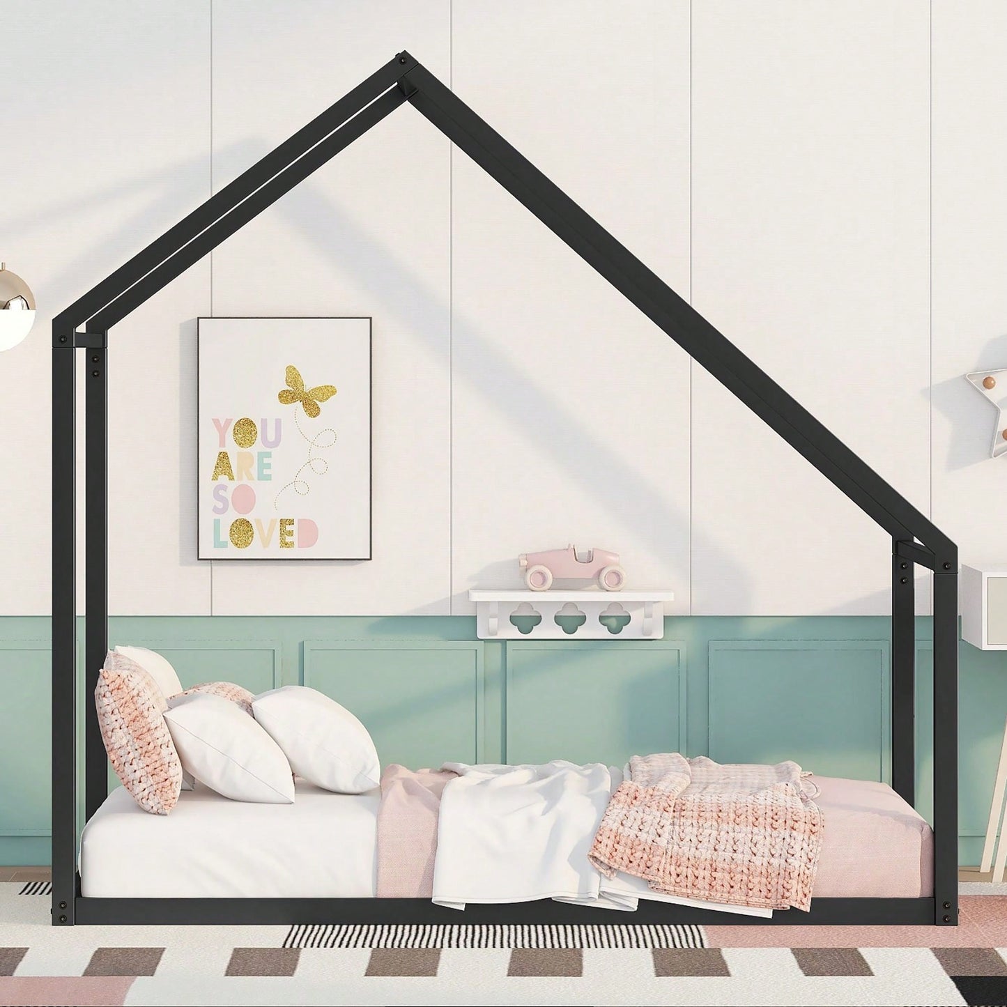 Twin Size Metal House Bed Kids Bed