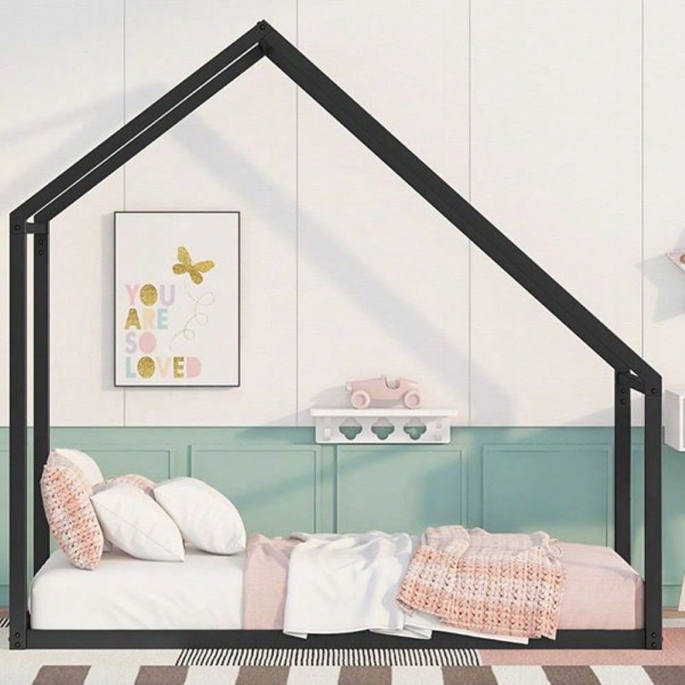 Twin Size Metal House Bed Kids Bed