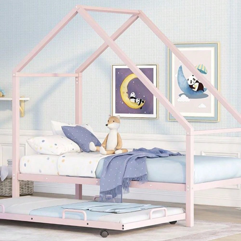 Twin Size Metal House Bed Kids Bed