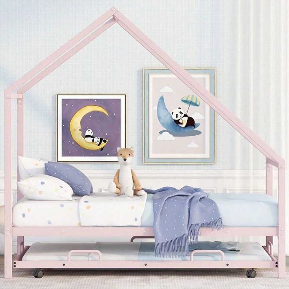 Twin Size Metal House Bed Kids Bed