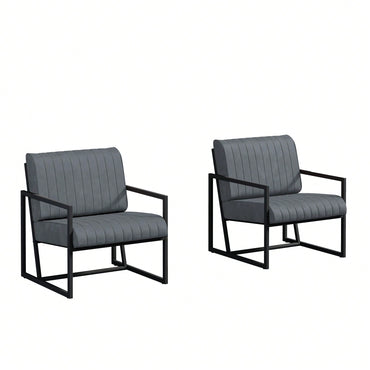 Modern Fashion PU Leather Feature Armchair With Metal Frame Extra-Thick Padded Backrest And Seat Cushion