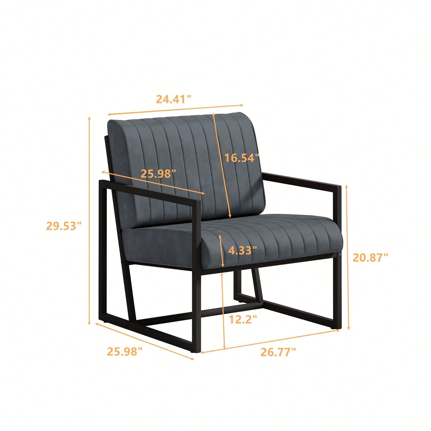 Modern Fashion PU Leather Feature Armchair With Metal Frame Extra-Thick Padded Backrest And Seat Cushion