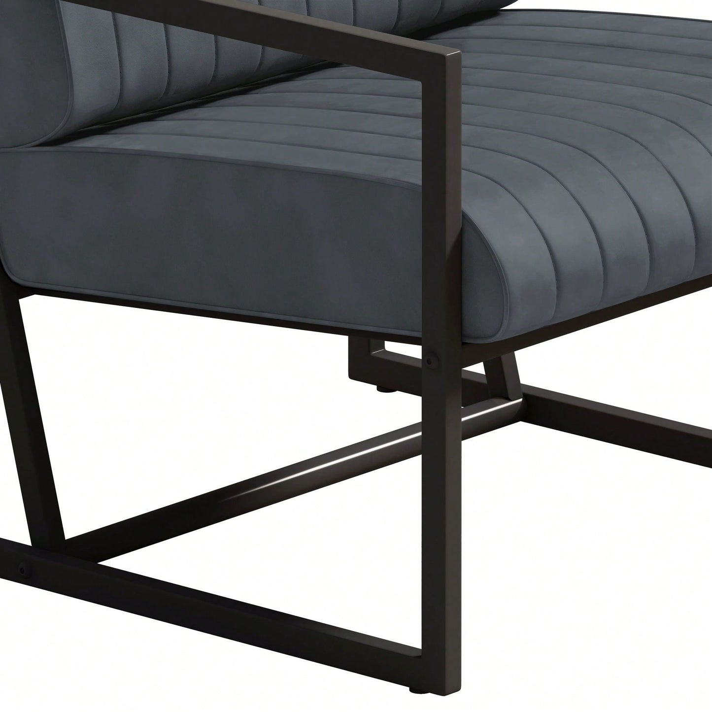 Modern Fashion PU Leather Feature Armchair With Metal Frame Extra-Thick Padded Backrest And Seat Cushion