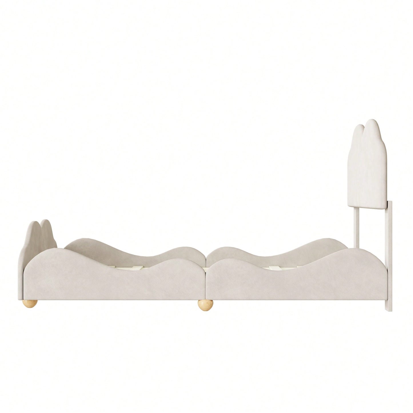 Twin Size Upholstered Platform Bed With Cloud Shaped Bed Board