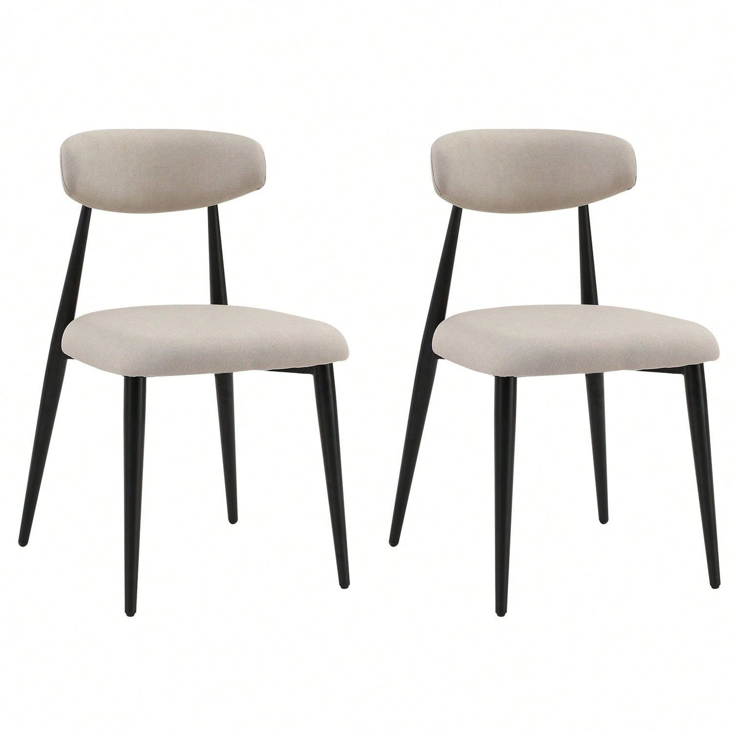 Modern Dining Chairs Set Of 2, Curved Backrest Round Upholstered And Metal Frame