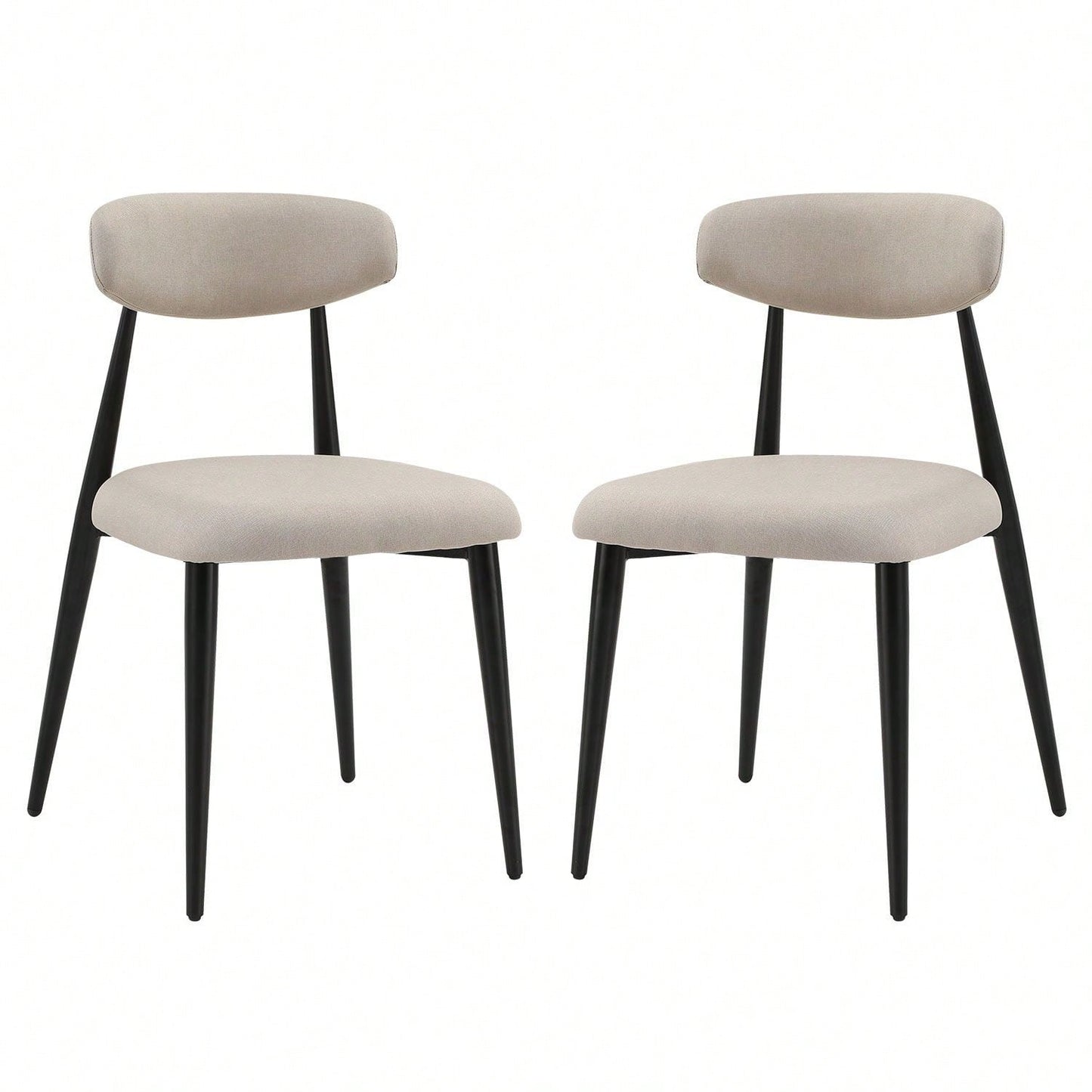 Modern Dining Chairs Set Of 2, Curved Backrest Round Upholstered And Metal Frame