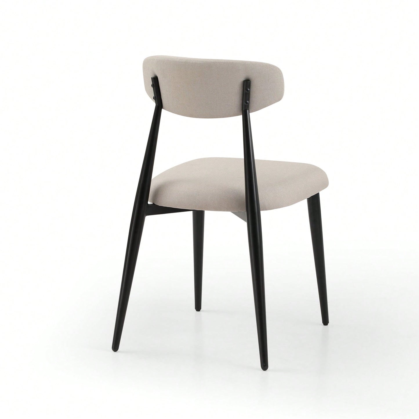 Modern Dining Chairs Set Of 2, Curved Backrest Round Upholstered And Metal Frame