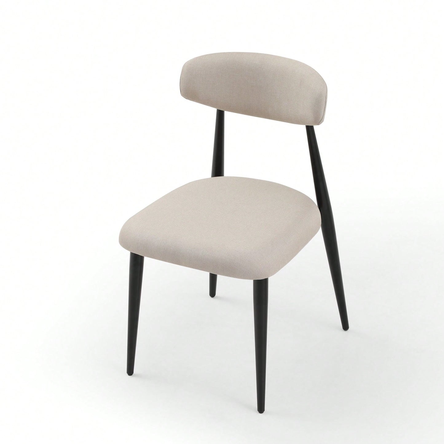 Modern Dining Chairs Set Of 2, Curved Backrest Round Upholstered And Metal Frame
