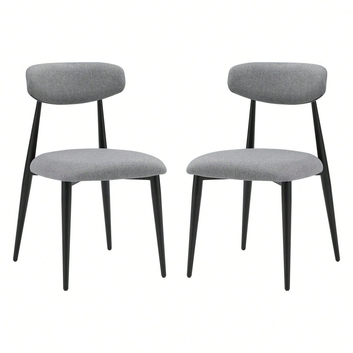 Modern Dining Chairs Set Of 2, Curved Backrest Round Upholstered And Metal Frame