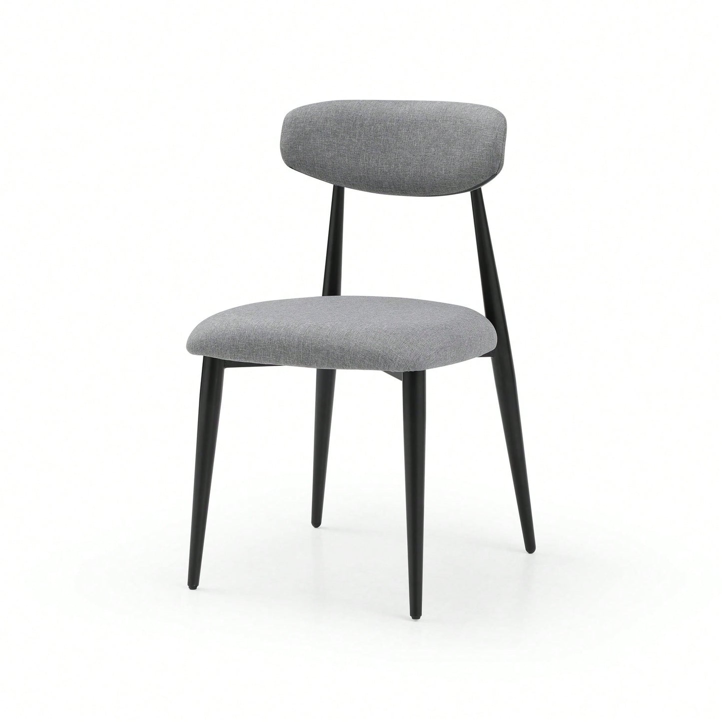 Modern Dining Chairs Set Of 2, Curved Backrest Round Upholstered And Metal Frame