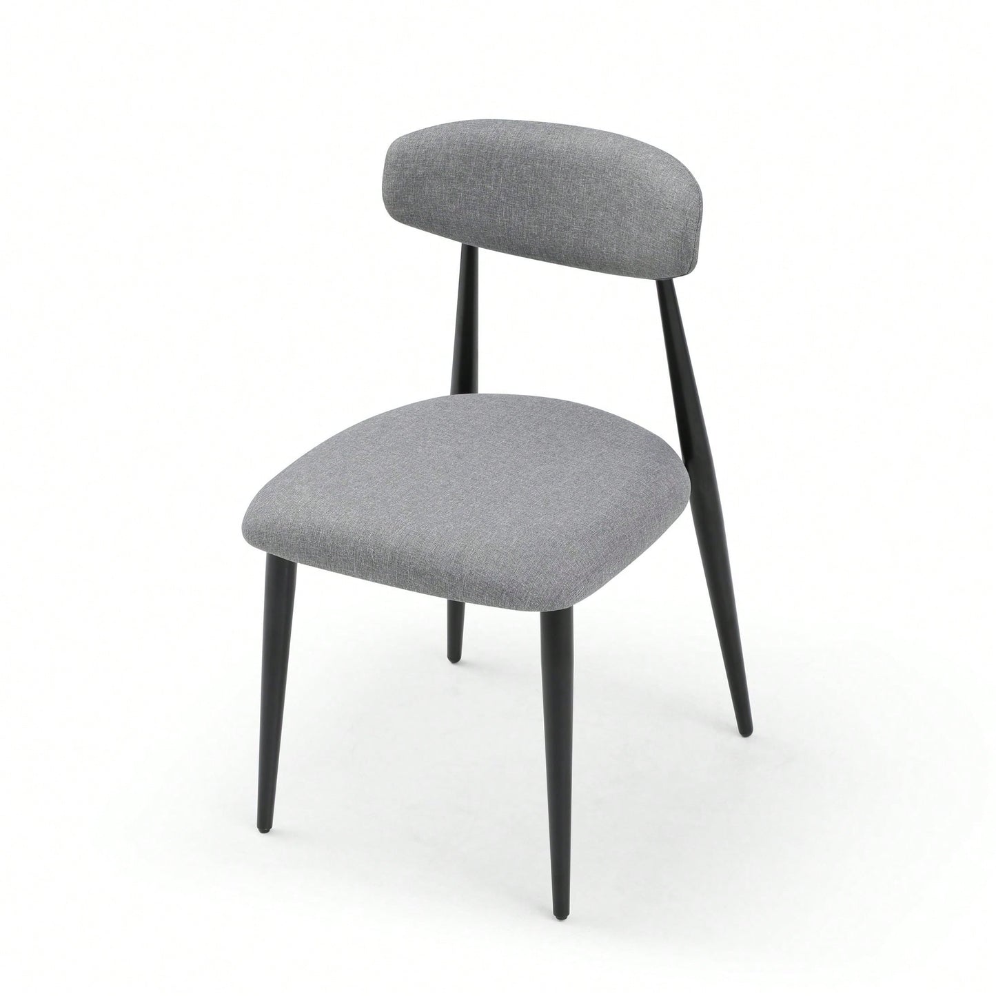 Modern Dining Chairs Set Of 2, Curved Backrest Round Upholstered And Metal Frame