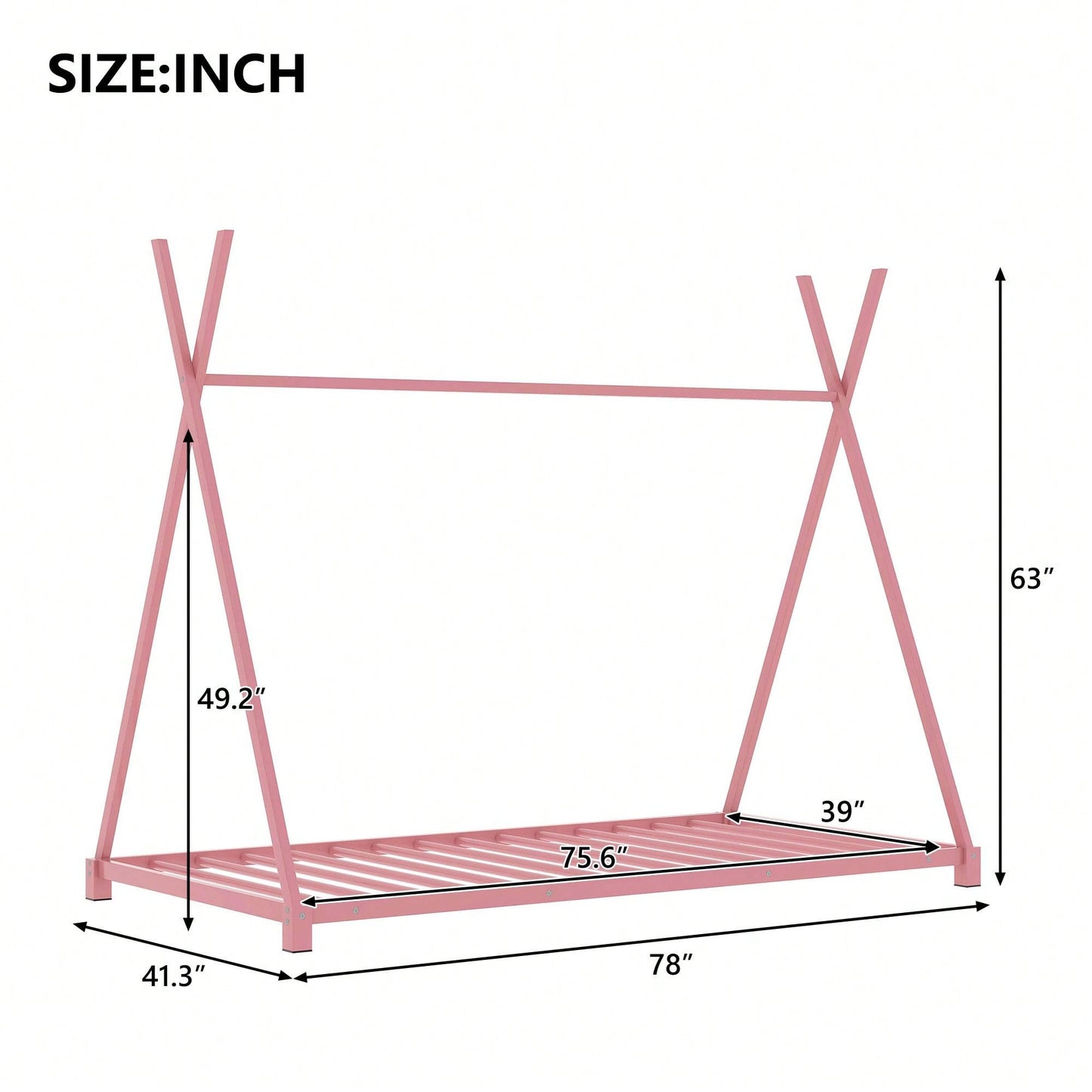 Twin Size House Platform Bed With Triangle Structure