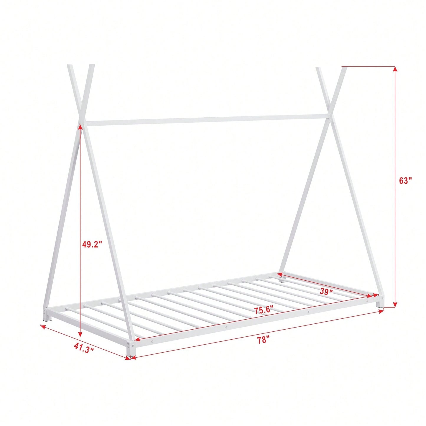 Twin Size House Platform Bed With Triangle Structure
